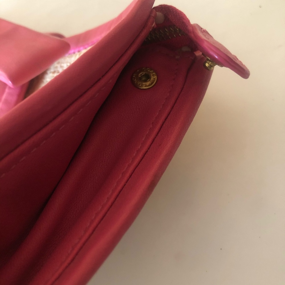 Authentic Coach Park Leather Clutch in pink/ straw - Picture 5 of 7